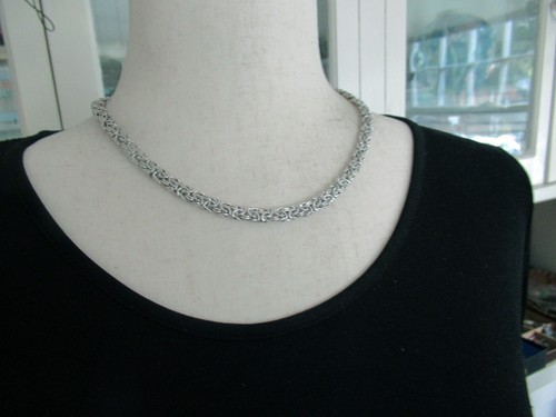 ITALY STERLING BYZANTINE NECKLACE CHAIN, 18 INCHES, 8.5MM WIDE, 21.5 GRAMS - Picture 3 of 10