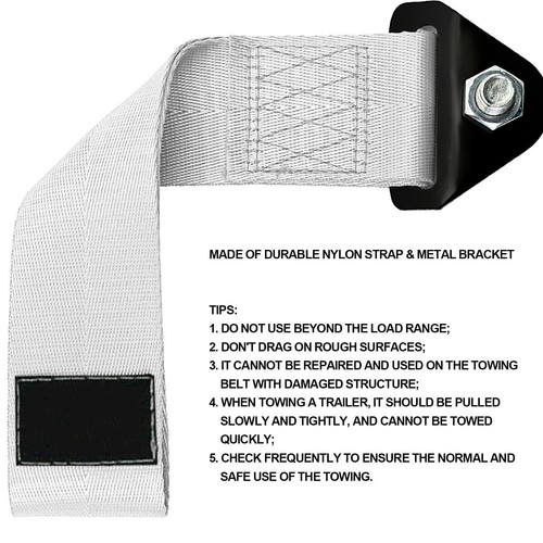 280MM HIGH STRENGTH UNIVERSAL SILVER JDM RACING SPORTS NYLON TOW STRAP TOW HOOK - Bild 5 von 8