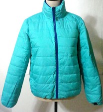 New NWOT J Crew KID Crewcuts Girls XL Reversible Puffer Coat Jacket Blue Aqua