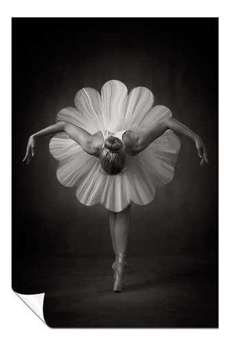 Elegante bailarina en falda de flores blancas póster artístico arte de pared decoración del hogar - Imagen 1 de 4