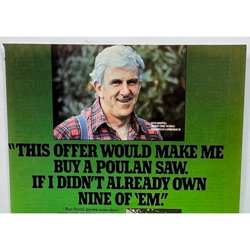 Poulan Chain Saw Vintage Print Ad 80s Ron Hartill Tools Man Cave Garage Decor - Picture 4 of 6