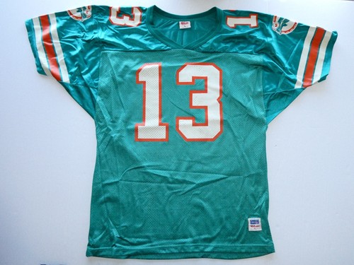 VTG 90s Wilson DAN MARINO MIAMI DOLPHINS NFL Team JERSEY, Sz (L), Sm Stain Back - Picture 2 of 24