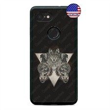 Google Pixel 3 XL 2XL Native American Skull Wolf Case Wolves Custom Case Cover