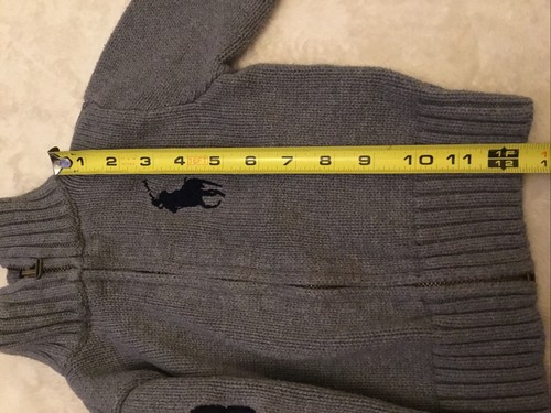 Polo Ralph Lauren Big Pony Boys 2/2T Zip Up Knit Sweater Cardigan Gray Cotton - Picture 7 of 15