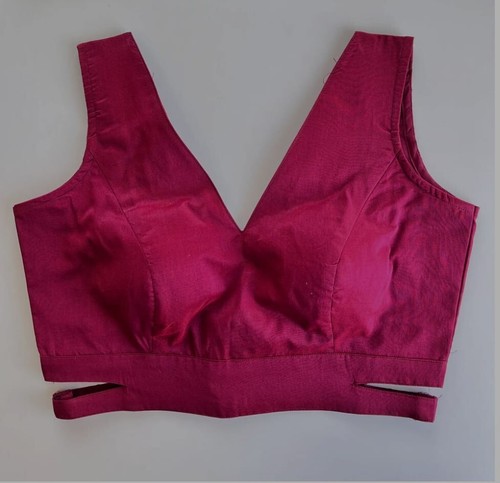 Designer Dupion Seide V-Ausschnitt hinten offen Partykleidung/Hochzeitskleidung Sari Bluse  - Bild 1 von 4