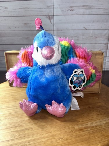 Toys R Us Animal Alley Plush Blue Rainbow Peacock Stuffed Animal 2017 9" Toy new - Picture 2 of 8