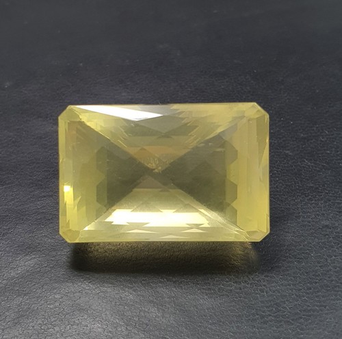 115Ct Natural AAA Lemon Quartz Emerald Checker Cut Loose Gems Big Size 33x21.7MM - Picture 8 of 12
