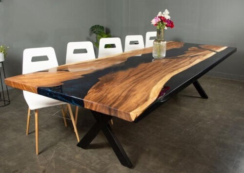 96" x 48" Epoxy Dining Table Top / Epoxy wooden Table Top Furniture