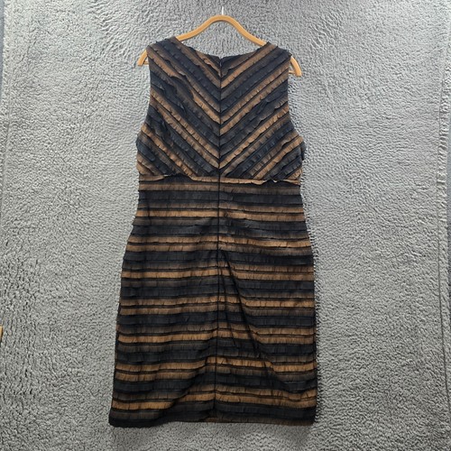 Suzanne Grae Womens Pencil Dress Size XL Black Gold Ruffle Stretch Knit - Picture 7 of 13
