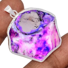 Treated Purple Dendritic Opal Slice 925 Sterling Silver Pendant Jewelry CP61312