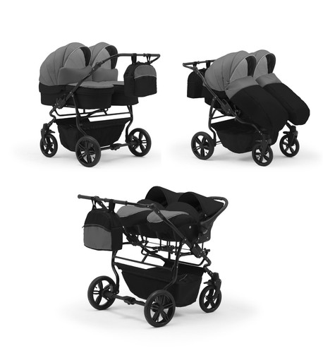 ZWILLINGSWAGEN + 2 x AUTOSITZE ISOFIX + ADAPTER 3 in 1 - KINDERWAGEN 27 FARBEN - Bild 14 von 24