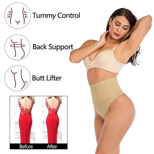 Women's Boned Tummy Control Body Shaper High Rise Trainer Thong Brief Shapewear - Picture 4 of 14