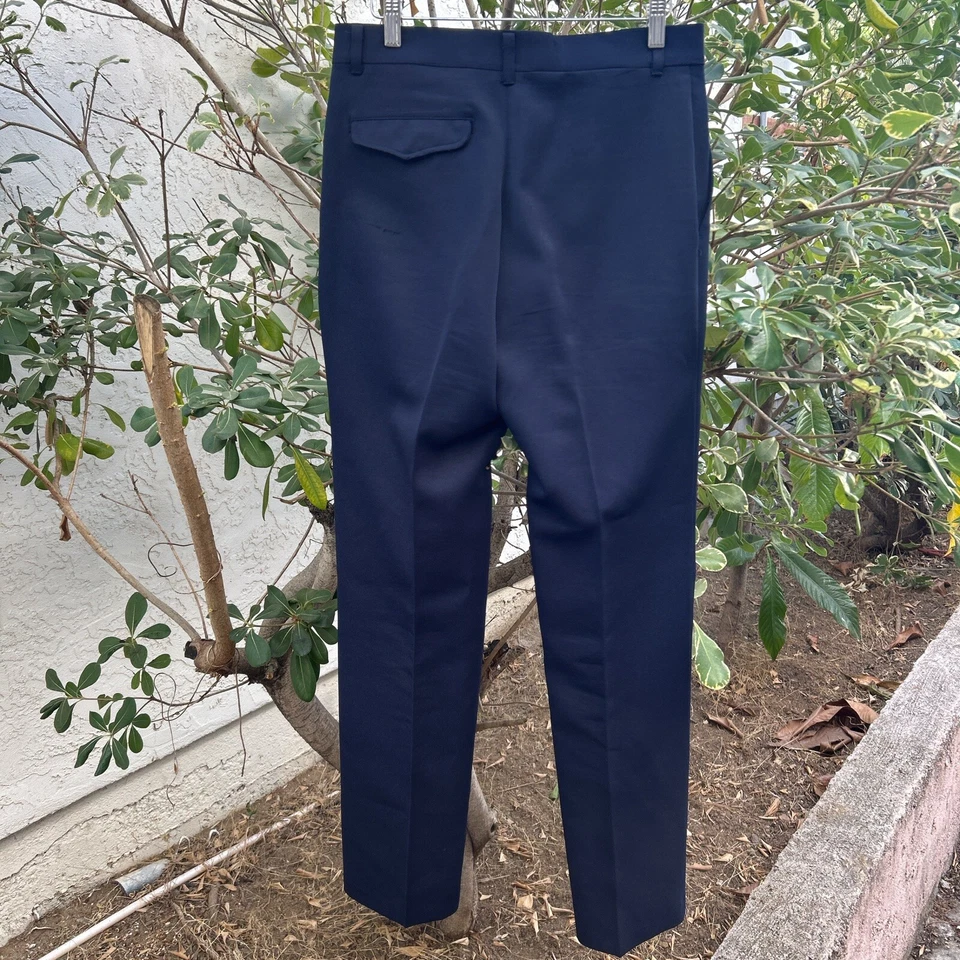 Vintage 70s/80s New Roads Pleated Dress Pants Navy Blue Talon Zipper Men’s 30x31 - Image 2 of 4