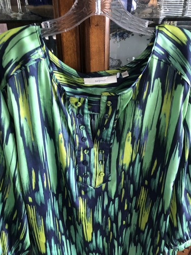 Sejour Women’s Top Tunic Blouse 20W Plus 3/4 SLV Polyester Split Neck Green NWT - Picture 3 of 24