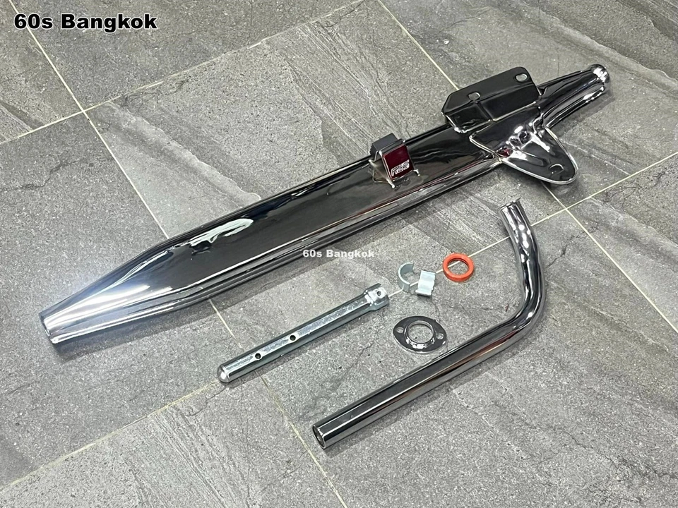 HONDA C100 CA100 C102 CA102 C105 SUPERCUB EXHAUST PIPE & MUFFLER Complete set - Imagem 4 de 4