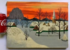 Russia - Russian artist Tamar Markova Naïf painting Winter Sunset.