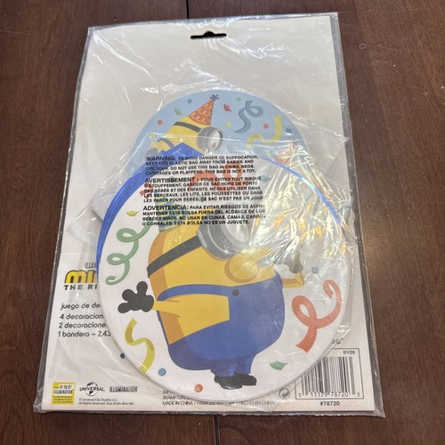 Minions The Rise Of Gru 7 PC Birthday Decoration Kit Swirls, Banner, Table Top - Picture 3 of 3