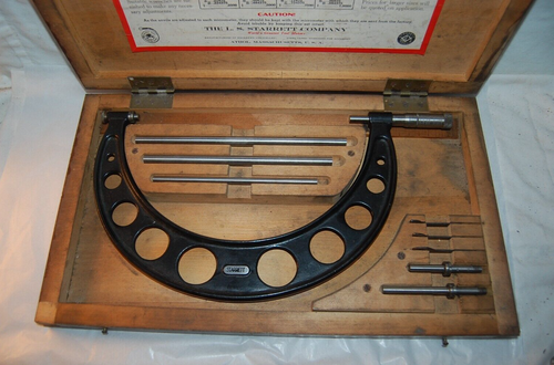 Vintage Starrett Micrometer Caliper Set #224 Set B, 6" to 9" Range Complete - Picture 2 of 10