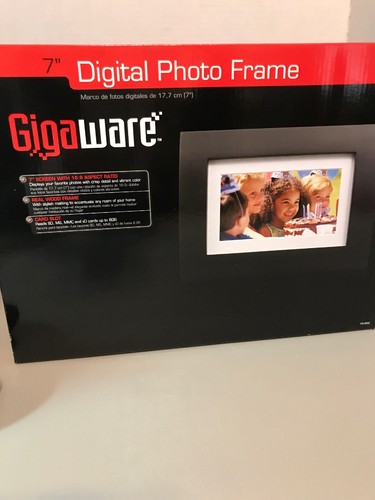 Gigaware 7" Photo High-Resolution Black Wood Frame SD, MS, MMC, xD Slots - Picture 3 of 4