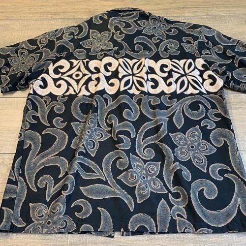 Vintage Local Motion Hawaiian Shirt Mens Size Medium Black Tribal Cotton B7 - Picture 17 of 22