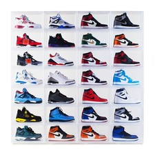 4 x Clear Shoe Sneakers Display Crates Storage Side Magnetic Door box AJ1
