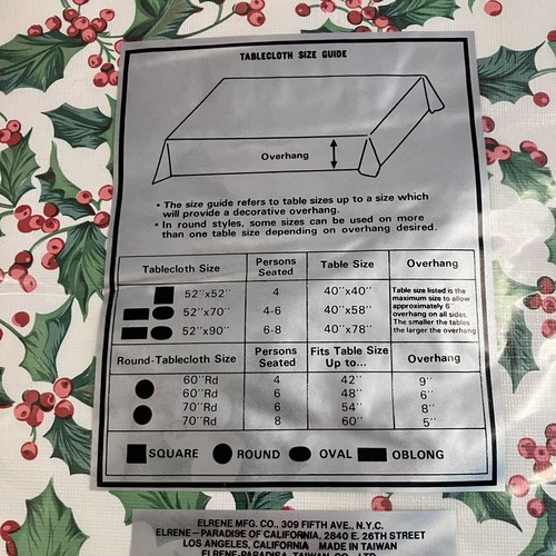 Vintage Holiday Christmas Vinyl Tablecloth Flannel Back 52” x 90” Oblong NOS New - Picture 4 of 6