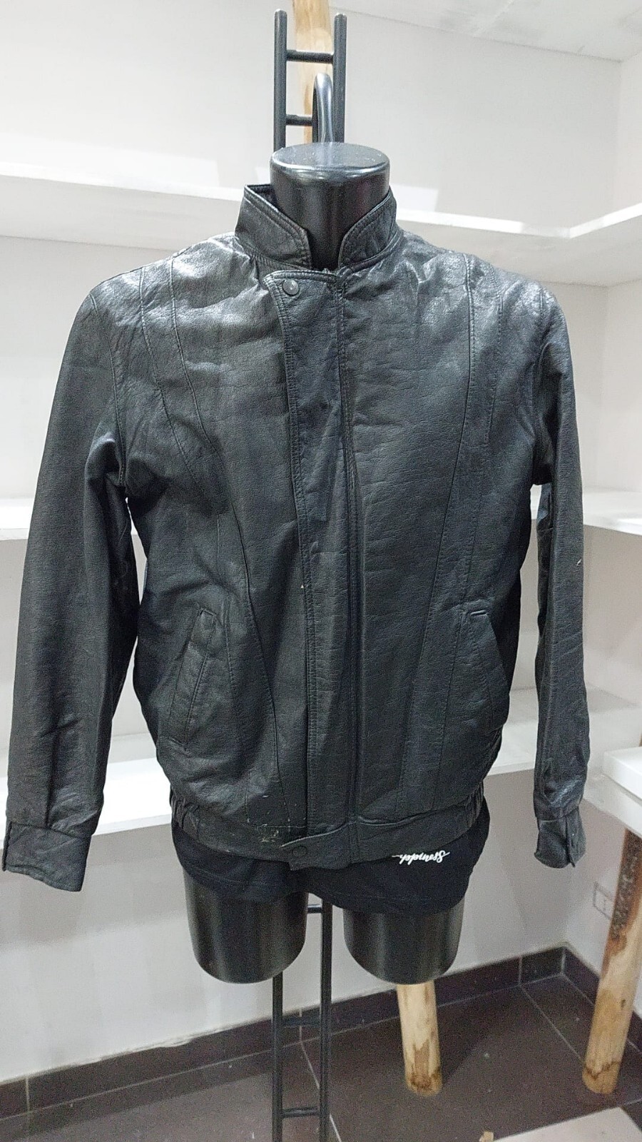 Vintage LAHER-Man Black Leather Jacket Size 54 PGC026PI Pre-Owned