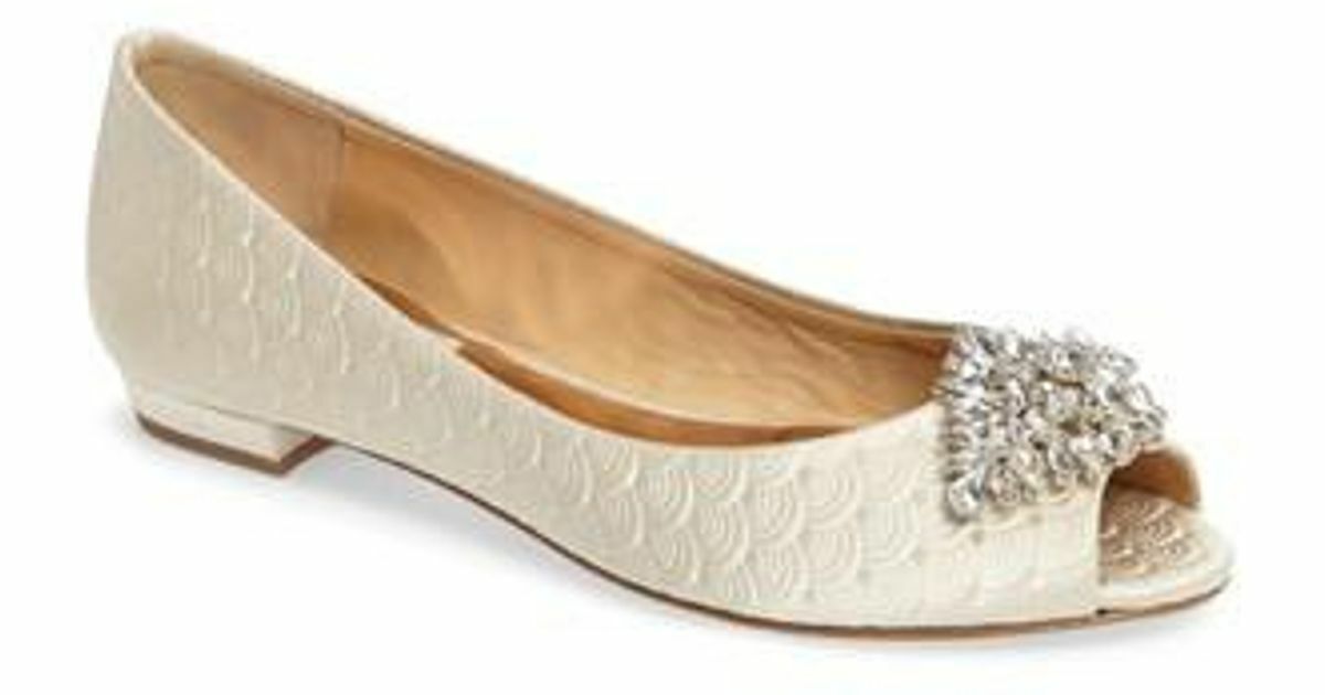 Badgley Mischka Sz 10 Taft Elfenbein Satin Vintage Eleganz Braut Zehenfrei Badgley Mischka Sz 10 Taft Elfenbein Satin Vintage Eleganz Braut Zehenfrei