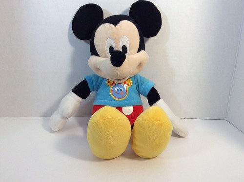 Disney Mickey Mouse 13” Blue Shirt Red Pants Google Eyed Mickey On Shirt - Picture 1 of 12