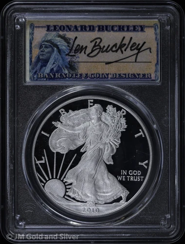 2010-W Proof American Silver Eagle PCGS PR 70 DCAM | Leonard Buckley Signed