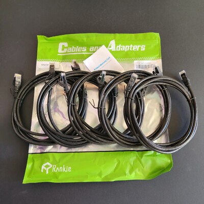 New Pack of 5 Rankie 7ft Ethernet Cables RJ45 Cat6 Snagless R-1302C-CB ...