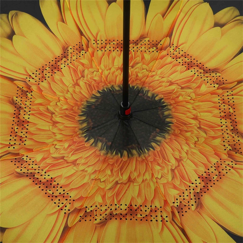 Regenschirm umgedreht Sonnenblume Stockschirm doppellagig Sturmfest Windsicher - Bild 4 von 4