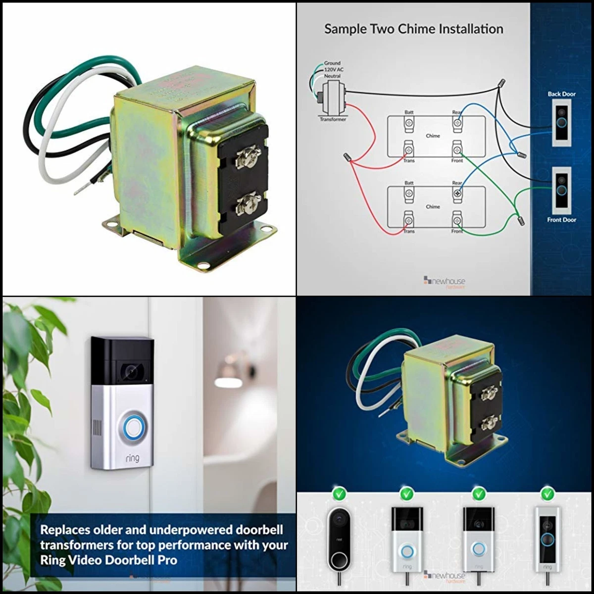 AC 24V 40VA Doorbell Transformer Thermostat Power, 45 OFF