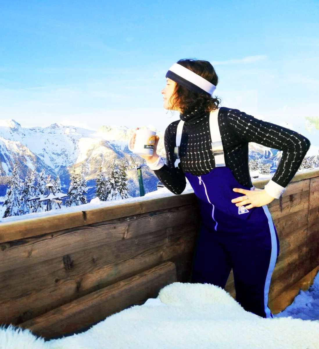 Womens Vintage 70s style Ski Salopettes, Dark Blue High Spec