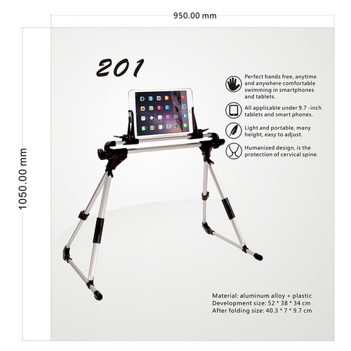 Phone/Tablet Holder for iPad 2 3 4 5 iPhone 6-16 Plus Adjustable Foldable Stand - Afbeelding 16 van 18