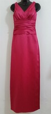 David's Bridal Dress Gown Long Sleeveless Satin Watermelon Bridesmaid Size US 2