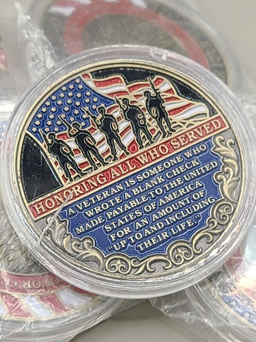 5x Thank You for Your Service Veteran Honoring All Who Served Military 2" Coin - Picture 4 of 5