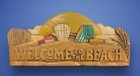 VTG Welcome To The Beach Plaque Sign 14x6.5x1” Hand carved Resin In/Outdoor Deco