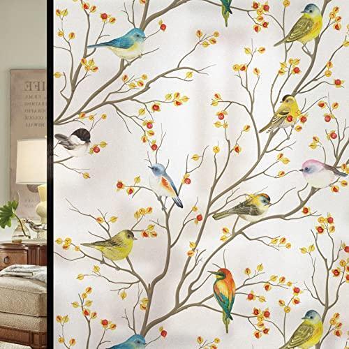 DKTIE Window Privacy Film Stained Glass Opaque Non-Adhesive Frosted Bird Window - Picture 1 of 9