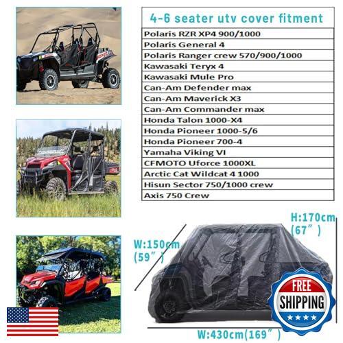 QYMOTO UTV Cover 4-6 Posti,Esterno Antivento Impermeabile Copertura per Polaris Ra - Foto 5 di 5