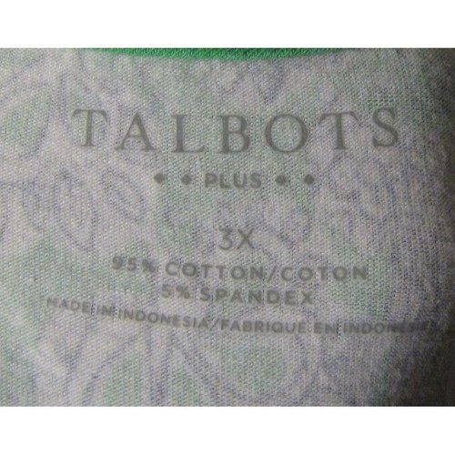 Talbots 3X Green White Paisley Knit Shirt Top - Picture 3 of 3