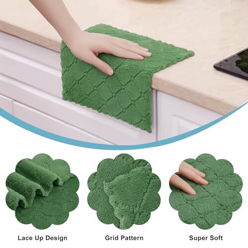 24 Stück Küche Geschirrtücher (10 x 10 Zoll), Grasgrün 10 x 10 Zoll - 24er Pack - Bild 2 von 6