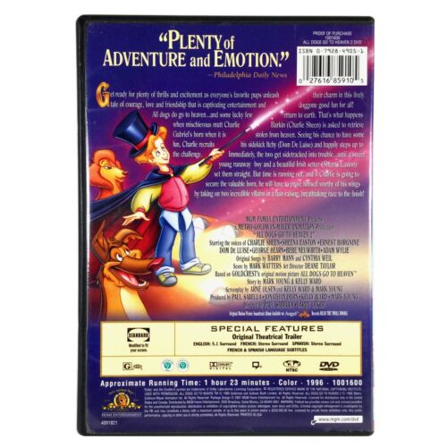 All Dogs Go to Heaven 2 (DVD, 1996, Full Screen) Like New ! Burt Reynolds - Picture 2 of 3