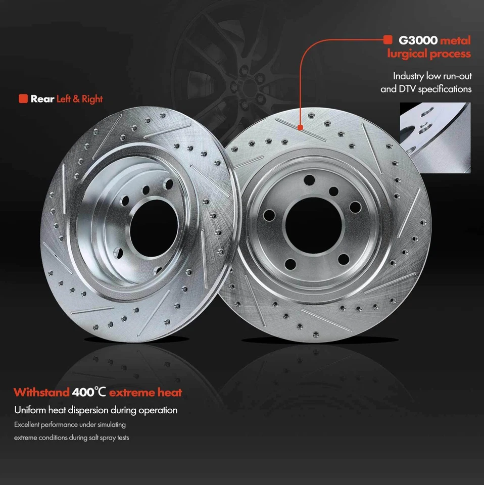 Тормозные диски с прорезями и отверстиями для BMW E46 325Ci 328Ci 323i 323Ci задние левая и правая - Изображение 3 из 4