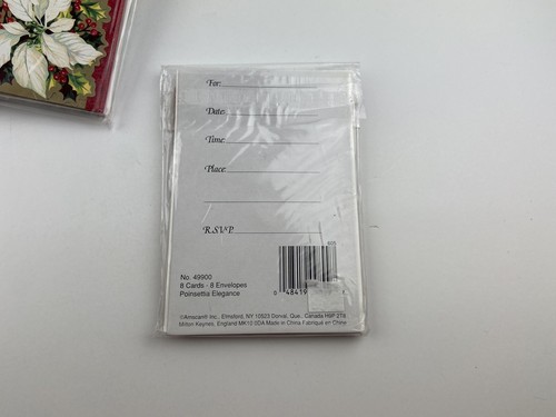 Lot Of 6 Poinsettia Elegance Christmas Holiday Party Invitations - Picture 4 of 5