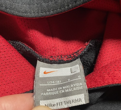 Vintage Nike Boys Youth Large L NikeFit Center Swoosh Hoodie Red Black Grey Tag - Picture 3 of 4