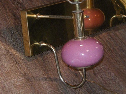 Vintage Mid-Century Modern Pink Double Light Wall Lamp 3 Way Switch Twin Beds  - Picture 5 of 9