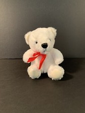 FIRST And MAIN White Teddy Bear With Ribbon  1593 Cubby 6  