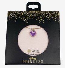 DISNEY Princess ARIEL The Little Mermaid Purple Shell Charm Pendant NECKLACE