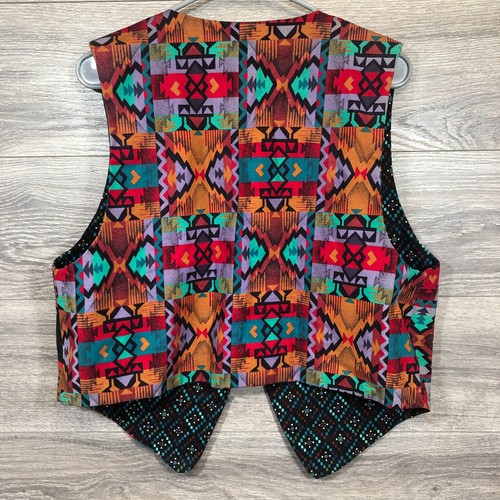 Southwestern Womens Medium Vest Carved Animal Beads Handmade Sleeveless - Picture 6 of 10
